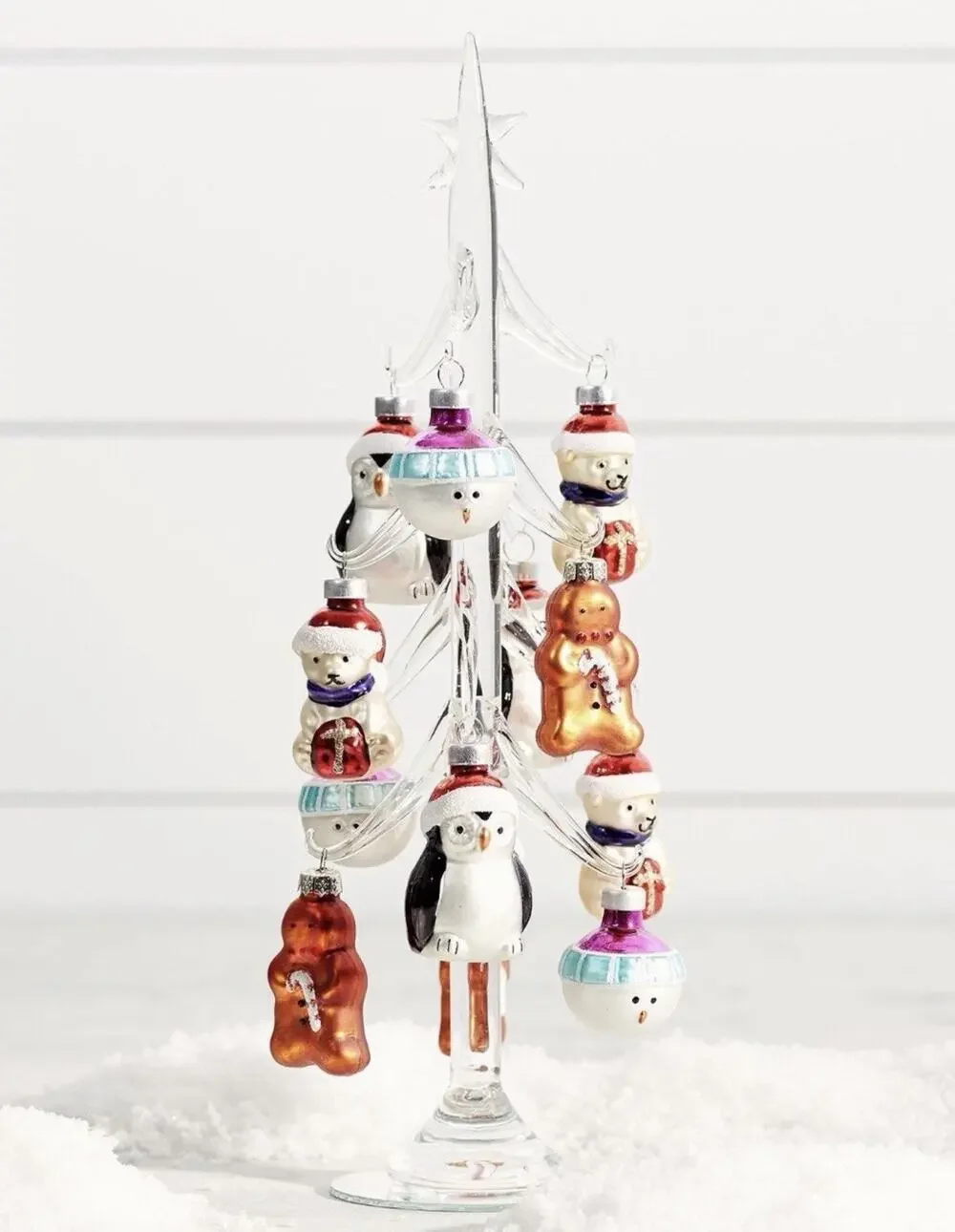Pottery Barn Mini Mercury Glass Ornaments Set Of 12 North Pole Gingerbread NIB